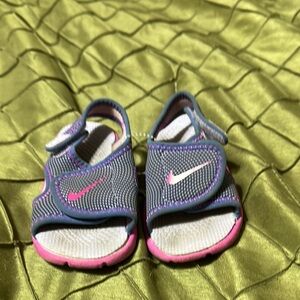 Nike Pink and Gray Toddler Sporty Sandals with Velcro Strap